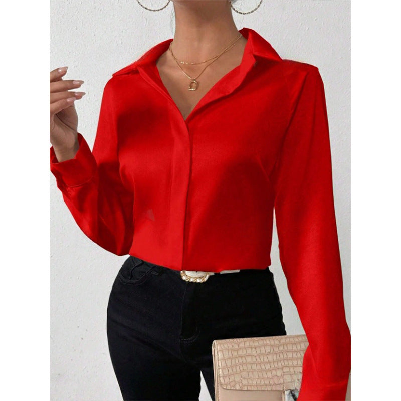 Satin Long-Sleeve Blouse