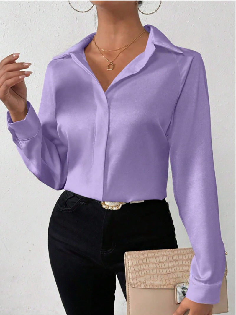 Satin Long-Sleeve Blouse