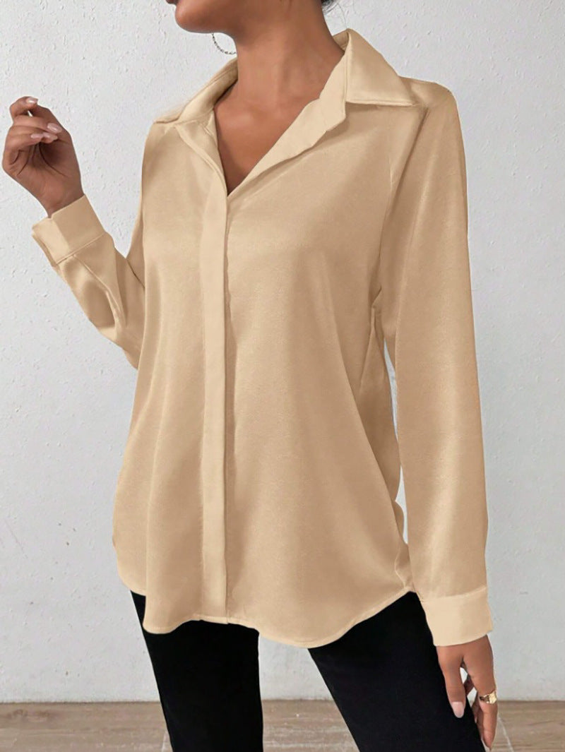 Satin Long-Sleeve Blouse