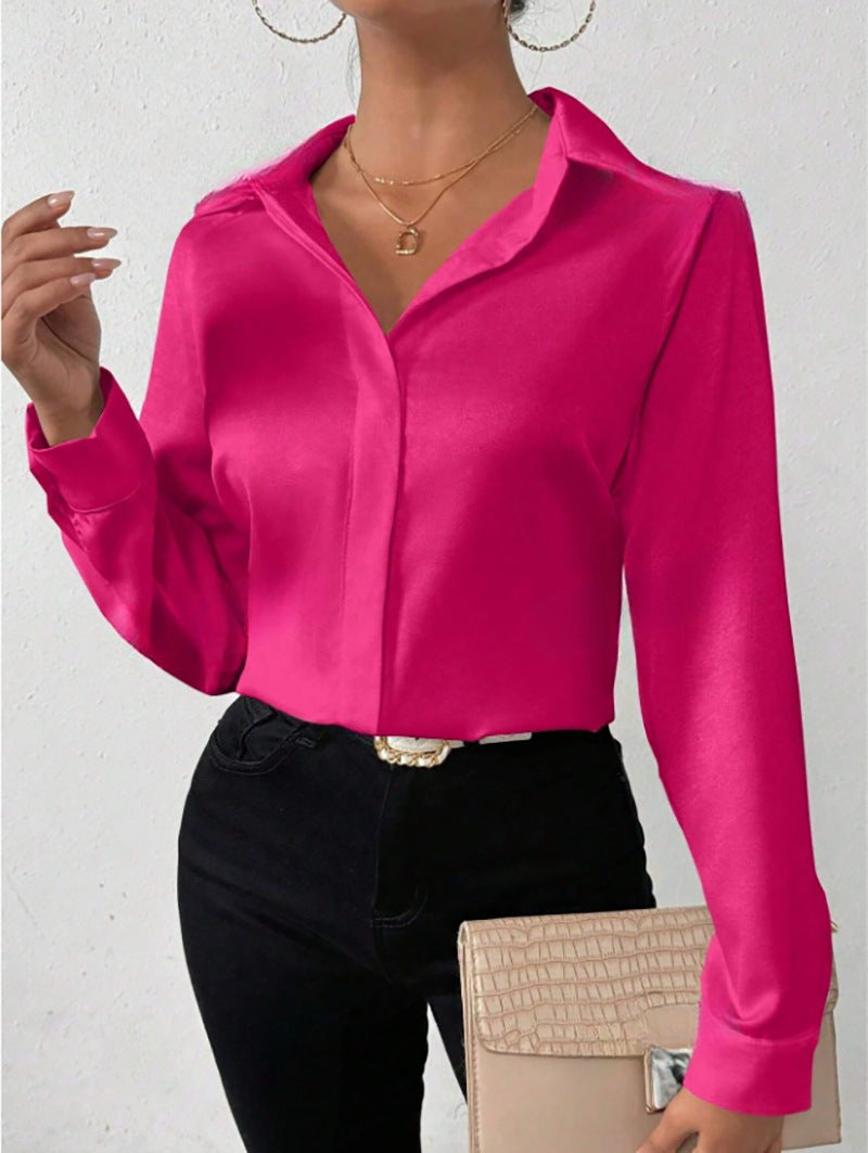 Satin Long-Sleeve Blouse