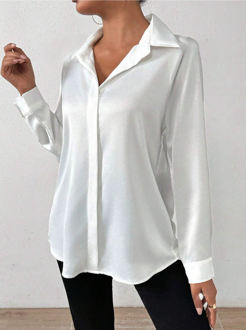 Satin Long-Sleeve Blouse