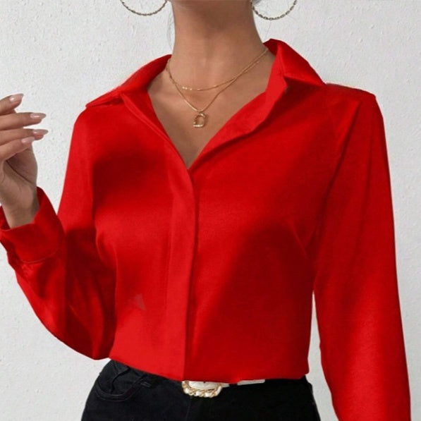 Satin Long-Sleeve Blouse